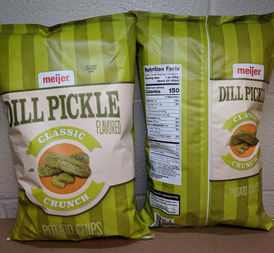 Shearer’s Foods, LLC Issues an Allergy Alert for Undeclared Milk in Meijer Brand Dill Pickle Flavored Potato Chips